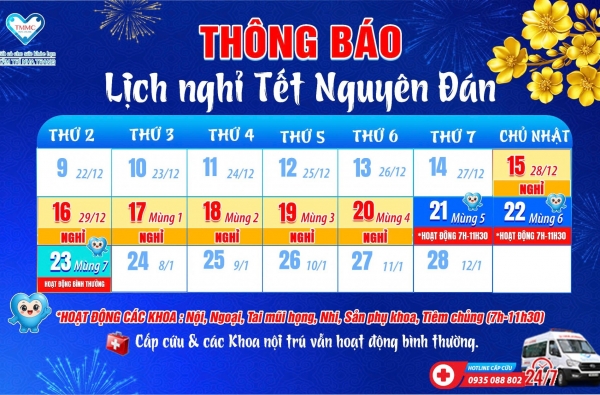 LỊCH NGHỈ TẾT NGUYÊN ĐÁN BÍNH NGỌ 2026 