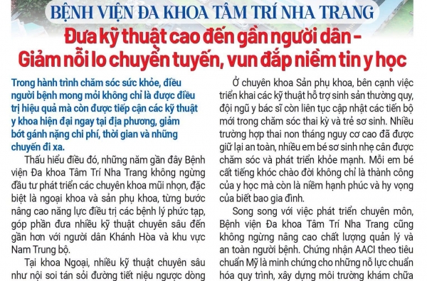 BVĐK Tâm Trí Nha Trang không ngừng đầu tư phát triển chuyên môn